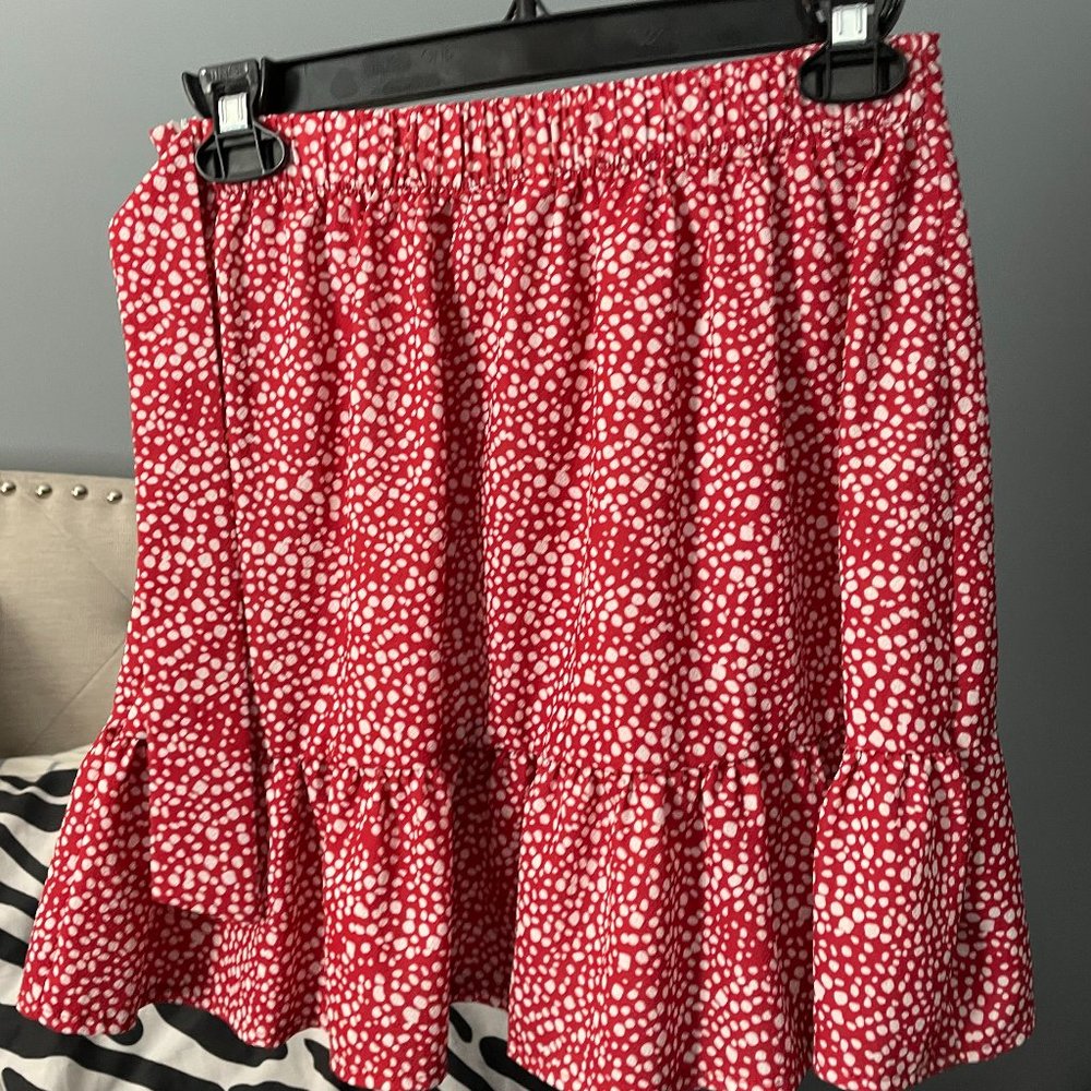 red and white skirt